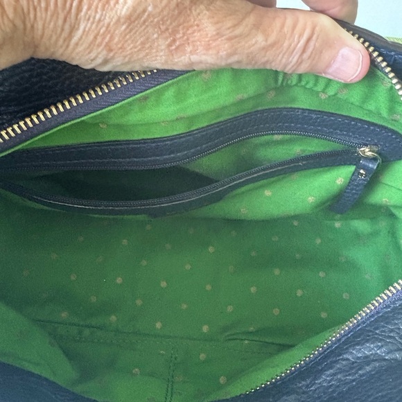 Kate Spade Perforated Navy Blue Leather Rectangle Green Lining Teacher Office - Picture 6 of 15